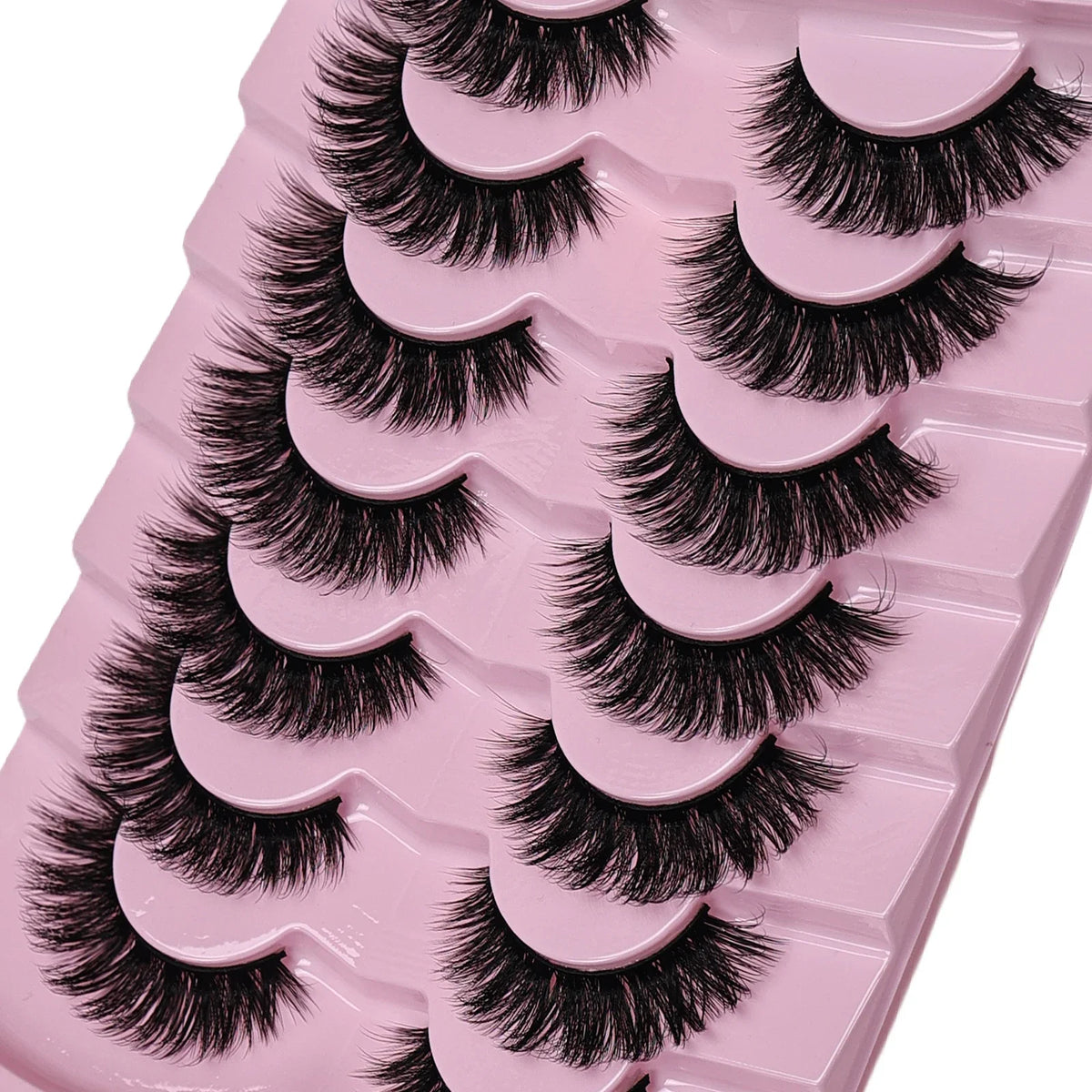 7 Pairs Thick Black False Eyelashes Handmade Full Strip Synthetic Lashes