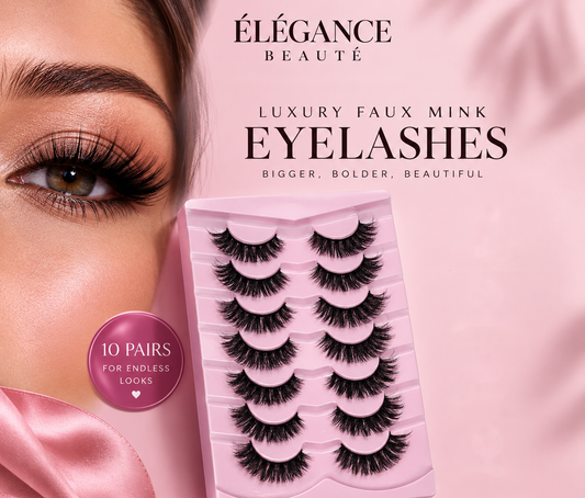 7 Pairs Thick Black False Eyelashes Handmade Full Strip Synthetic Lashes