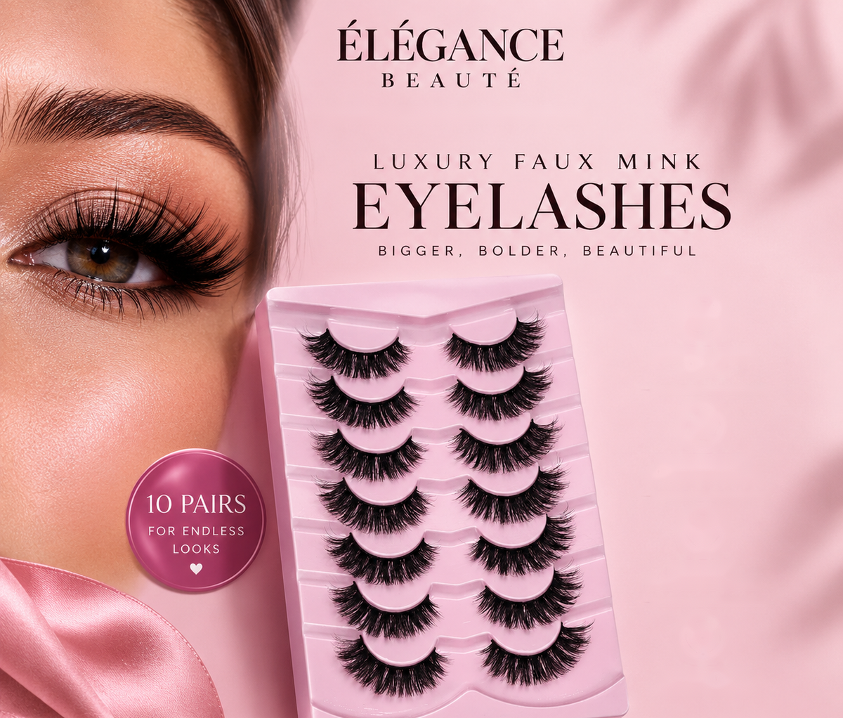 7 Pairs Thick Black False Eyelashes Handmade Full Strip Synthetic Lashes