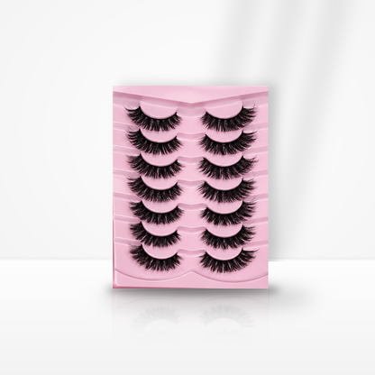 7 Pairs Thick Black False Eyelashes Handmade Full Strip Synthetic Lashes